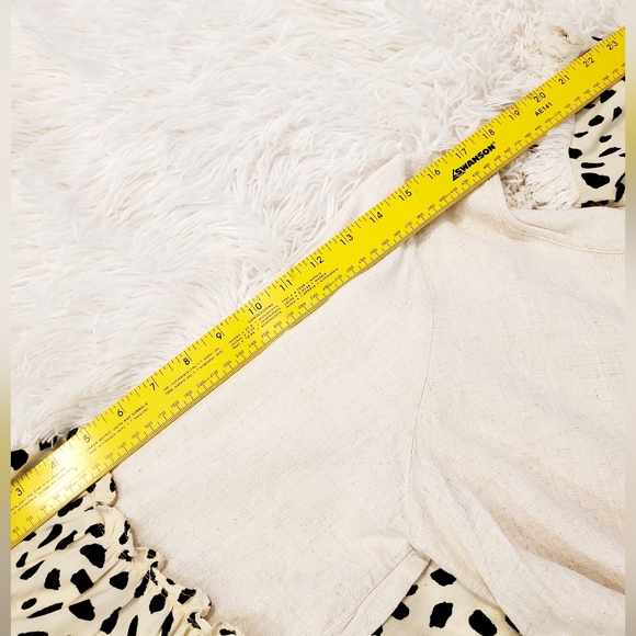 Umgee Mixed Media Cream and Black Polka Dot Ruffle Blouse L - Picture 8 of 8